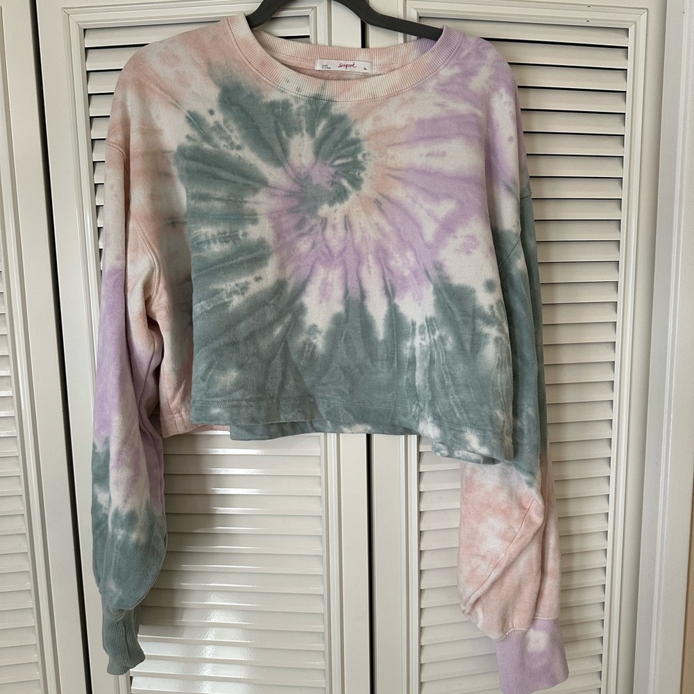 Pastel tie dye cropped sweatshirt